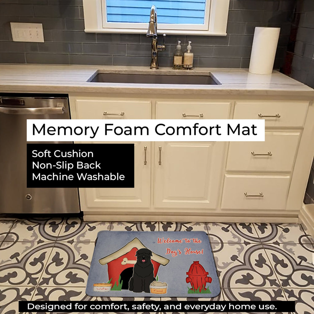 Dog House Collection Black Russian Terrier Memory Foam Kitchen Mat Machine Washable Anti-Fatigue Cushion Comfort Bath or Kitchen Rug