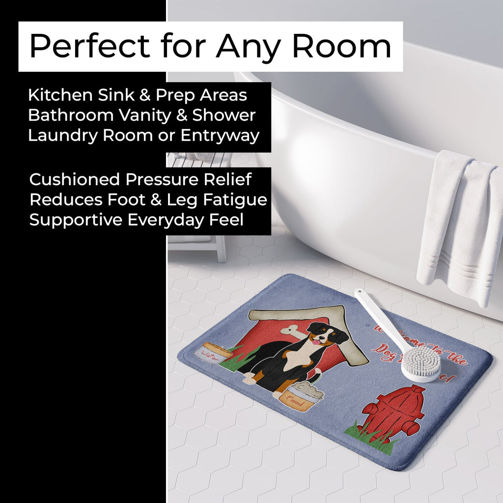 Dog House Collection Entlebucher Memory Foam Kitchen Mat Machine Washable Anti-Fatigue Cushion Comfort Bath or Kitchen Rug