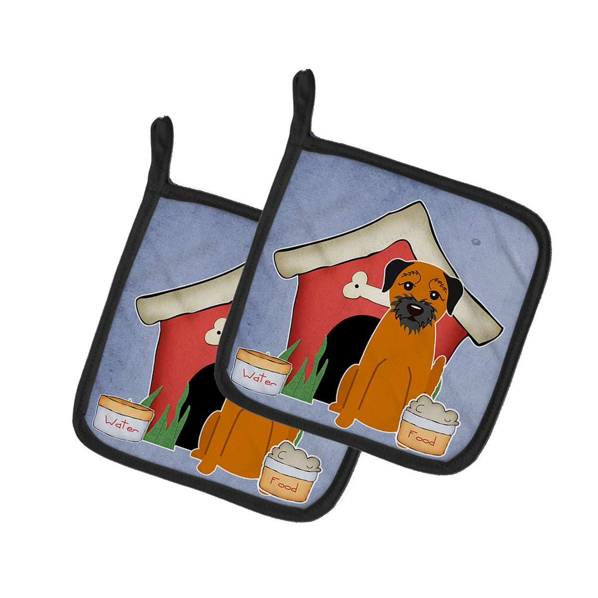 Dog House Collection Border Terrier Pot Holder Set of 2 Heat Resistant Quilted Hot Pads 7.5 x 7.5 Inch, Insulated Kitchen Trivets for Cooking & Baking
