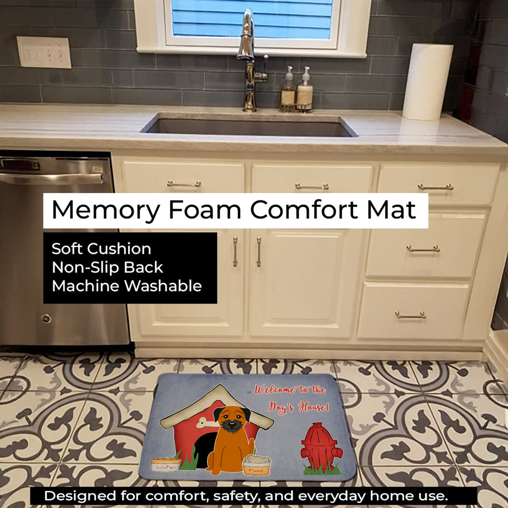 Dog House Collection Border Terrier Memory Foam Kitchen Mat Machine Washable Anti-Fatigue Cushion Comfort Bath or Kitchen Rug