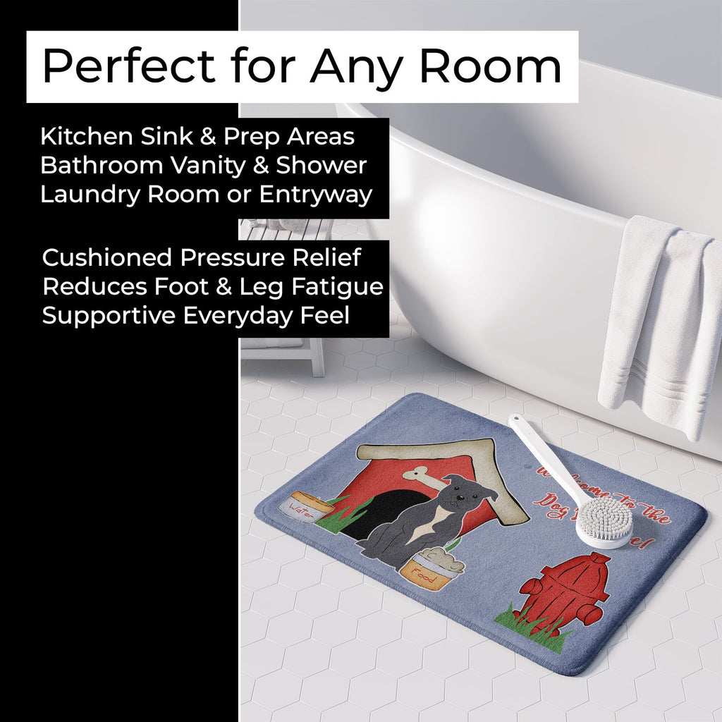 Dog House Collection Staffordshire Bull Terrier Blue Memory Foam Kitchen Mat Machine Washable Anti-Fatigue Cushion Comfort Bath or Kitchen Rug
