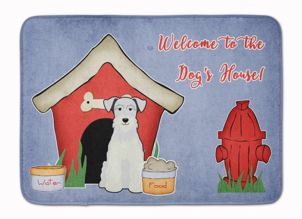 Dog House Collection Miniature Schnauzer White Memory Foam Kitchen Mat Machine Washable Anti-Fatigue Cushion Comfort Bath or Kitchen Rug