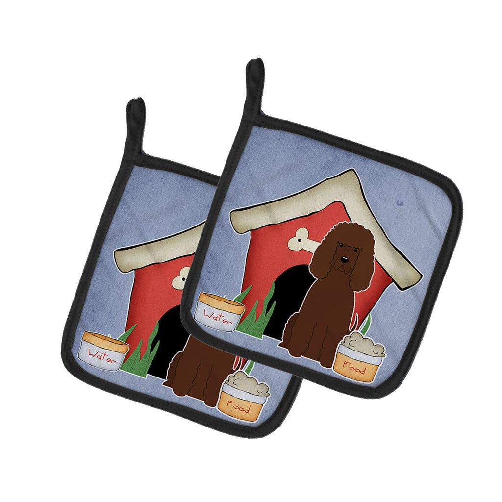 Dog House Collection Irish Water Spaniel Pot Holder Set of 2 Heat Resistant Quilted Hot Pads 7.5 x 7.5 Inch, Insulated Kitchen Trivets for Cooking & Baking