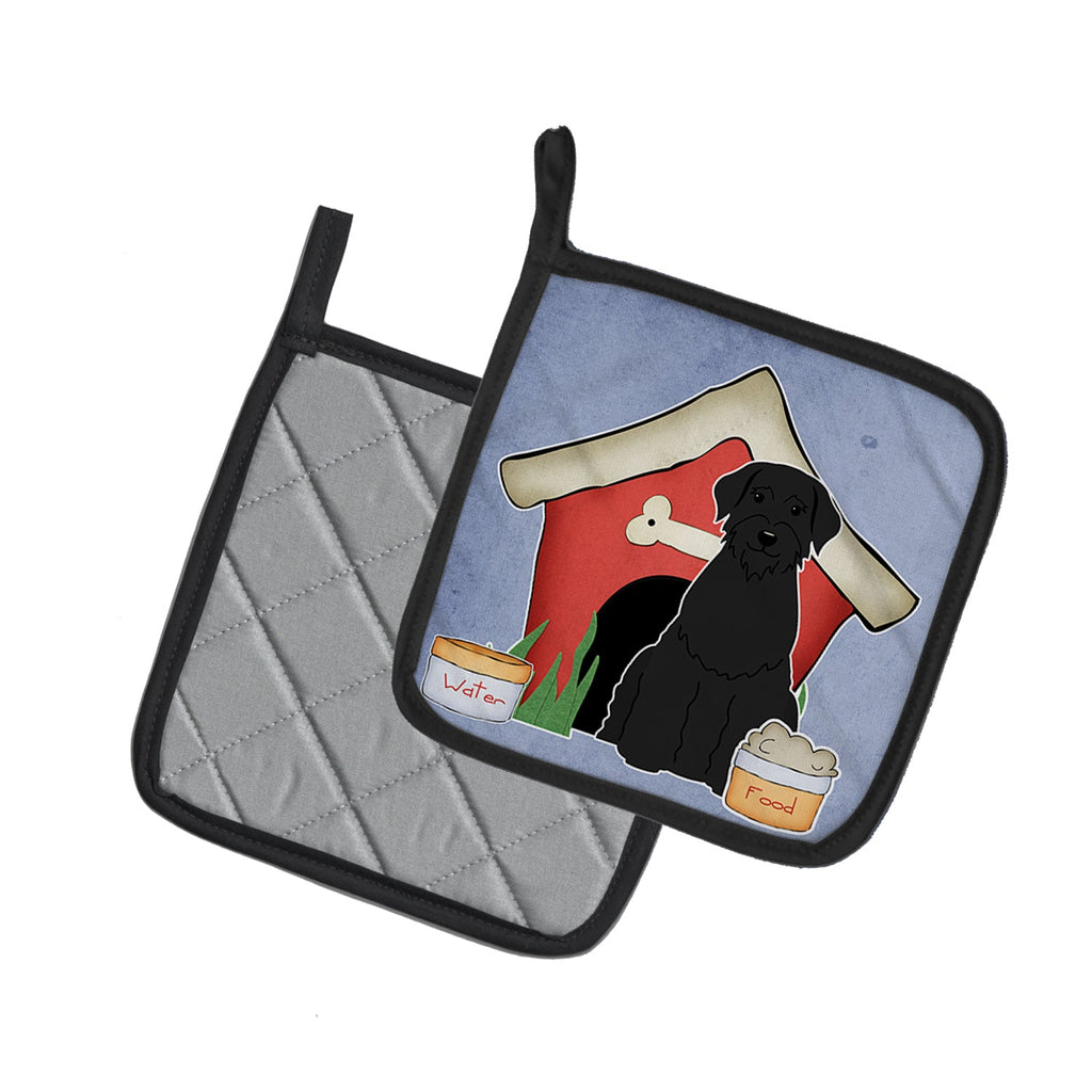 Dog House Collection Giant Schnauzer Pot Holder Set of 2 Heat Resistant Quilted Hot Pads 7.5 x 7.5 Inch, Insulated Kitchen Trivets for Cooking & Baking