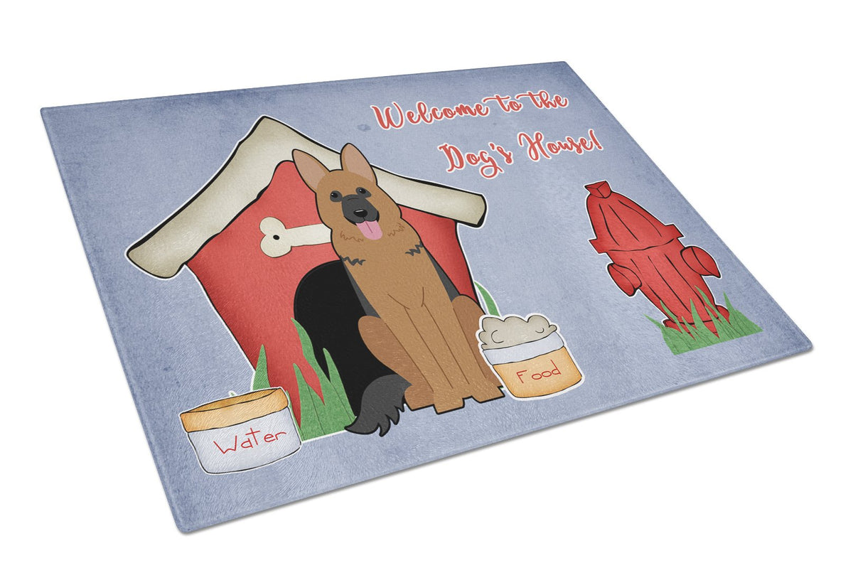 Dog House Collection German Shepherd Cutting Board Tempered Glass Kitchen Cutting Surface, Heat Resistant Chopping, Non-Slip Feet, Food Prep & Serving