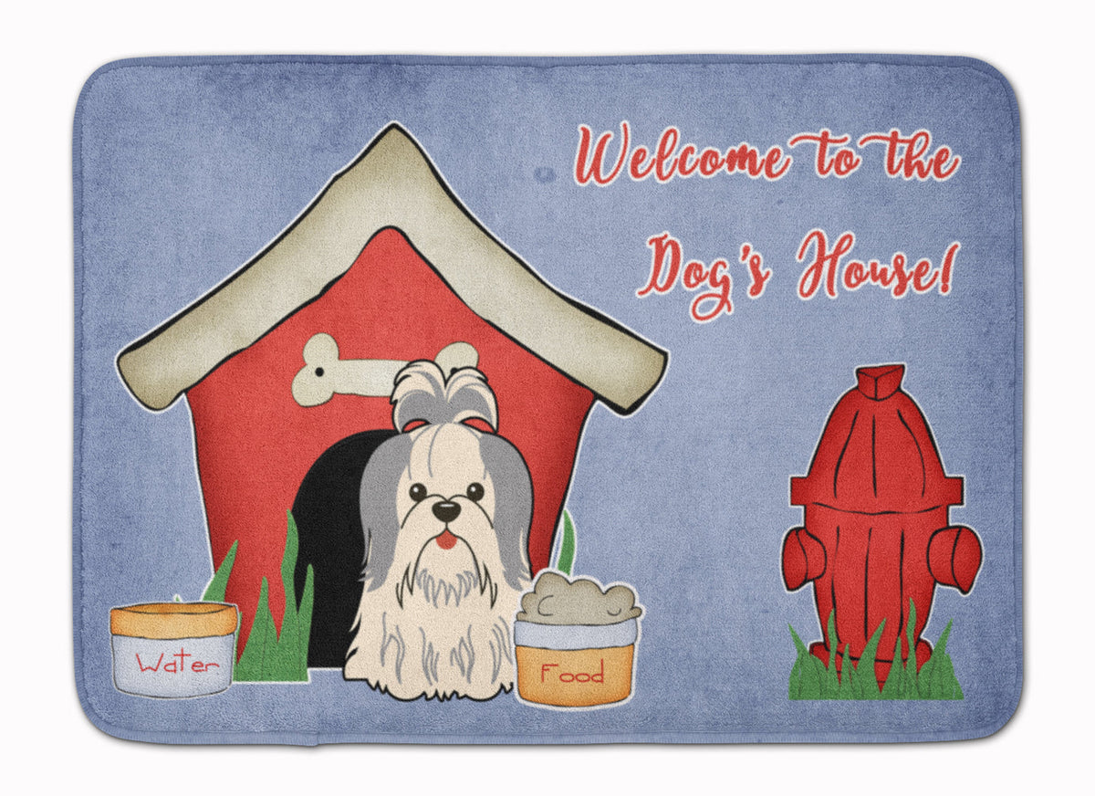 Dog House Collection Shih Tzu Silver White Memory Foam Kitchen Mat Machine Washable Anti-Fatigue Cushion Comfort Bath or Kitchen Rug