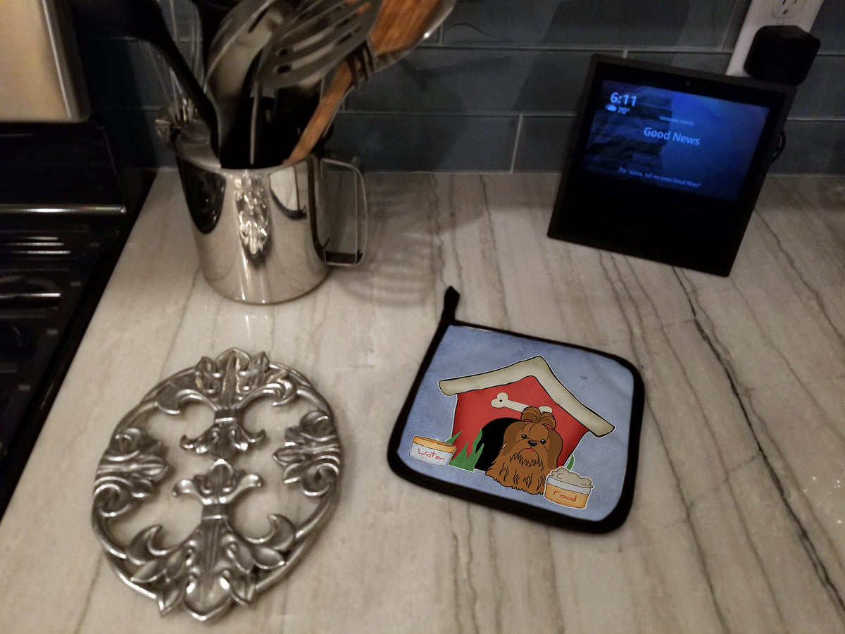 Dog House Collection Shih Tzu Silver Chocolate Pot Holder Set of 2 Heat Resistant Quilted Hot Pads 7.5 x 7.5 Inch, Insulated Kitchen Trivets for Cooking & Baking