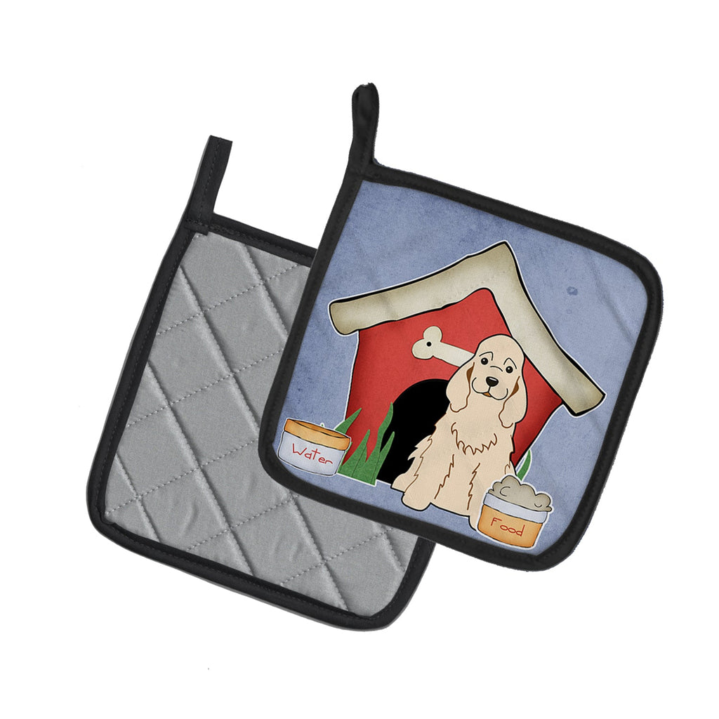 Dog House Collection Cocker Spaniel Buff Pot Holder Set of 2 Heat Resistant Quilted Hot Pads 7.5 x 7.5 Inch, Insulated Kitchen Trivets for Cooking & Baking