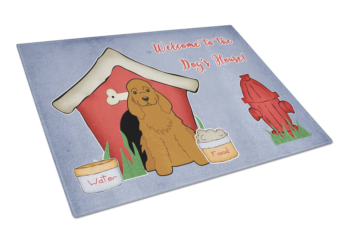 Dog House Collection Cocker Spaniel Red Cutting Board Tempered Glass Kitchen Cutting Surface, Heat Resistant Chopping, Non-Slip Feet, Food Prep & Serving