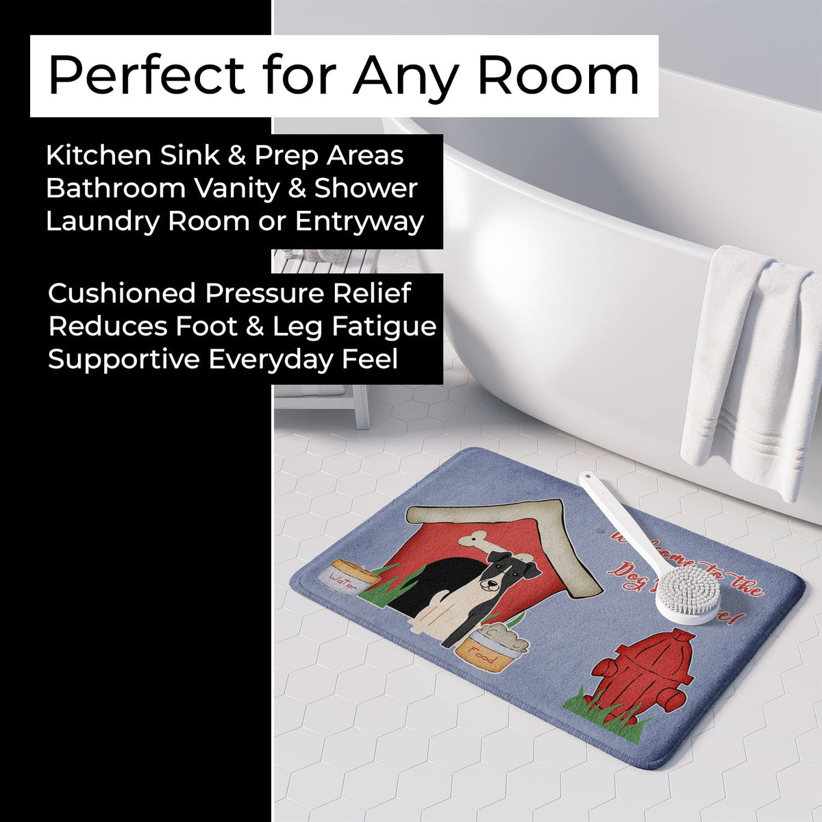 Dog House Collection Smooth Fox Terrier Memory Foam Kitchen Mat Machine Washable Anti-Fatigue Cushion Comfort Bath or Kitchen Rug