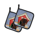 Dog House Collection Wire Haired Dachshund Chocolate Pot Holder Set of 2 Heat Resistant Quilted Hot Pads 7.5 x 7.5 Inch, Insulated Kitchen Trivets for Cooking & Baking