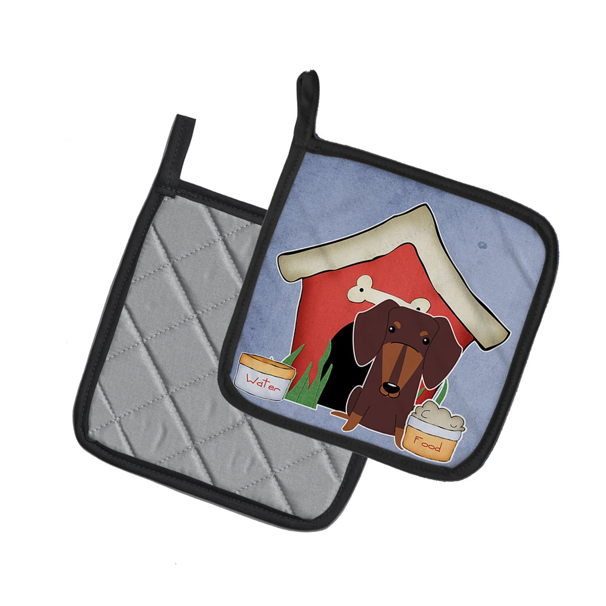 Dog House Collection Dachshund Chocolate Pot Holder Set of 2 Heat Resistant Quilted Hot Pads 7.5 x 7.5 Inch, Insulated Kitchen Trivets for Cooking & Baking