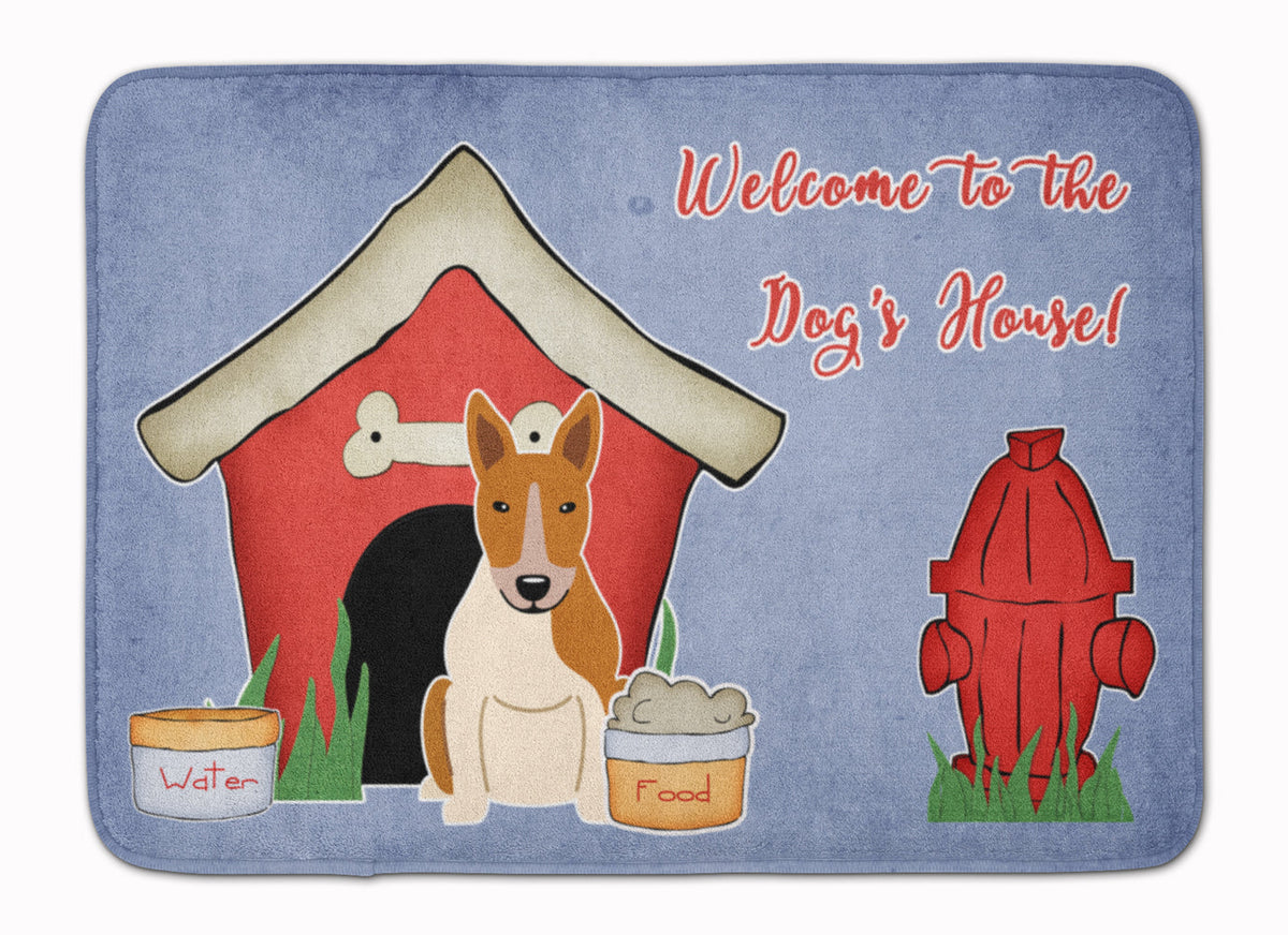 Dog House Collection Bull Terrier Red White Memory Foam Kitchen Mat Machine Washable Anti-Fatigue Cushion Comfort Bath or Kitchen Rug