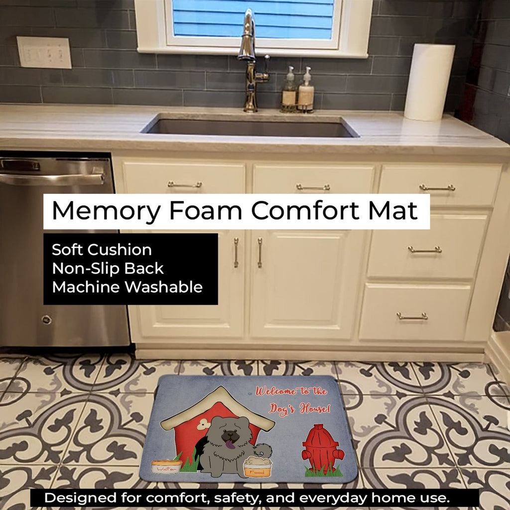 Dog House Collection Chow Chow Blue Memory Foam Kitchen Mat Machine Washable Anti-Fatigue Cushion Comfort Bath or Kitchen Rug