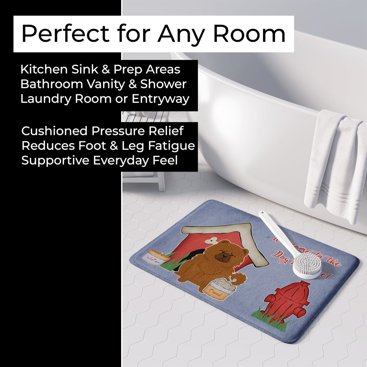 Dog House Collection Chow Chow Red Memory Foam Kitchen Mat Machine Washable Anti-Fatigue Cushion Comfort Bath or Kitchen Rug
