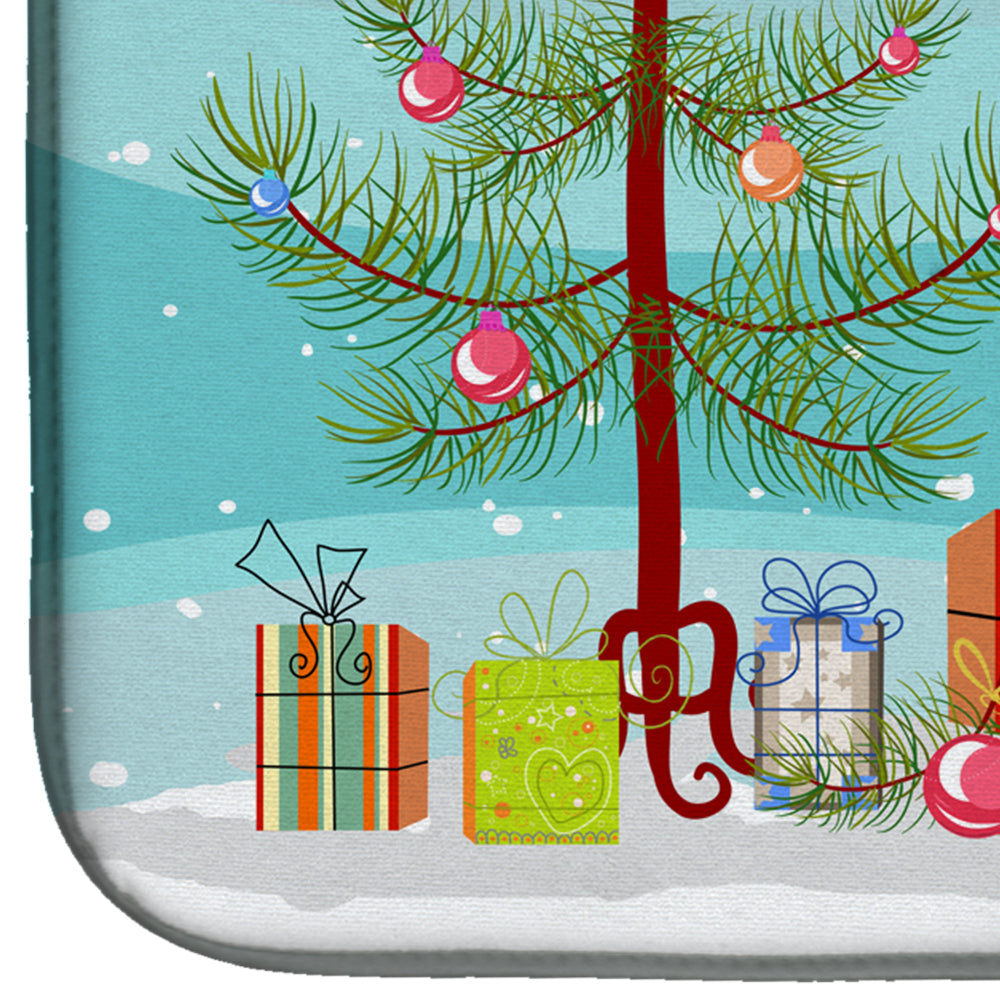 English Setter Merry Christmas Tree Dish Drying Mat Absorbent Dish Drying Mat Pad for Kitchen Counter Dish Drainer Mat for Countertop, 14 x 21", Multicolor