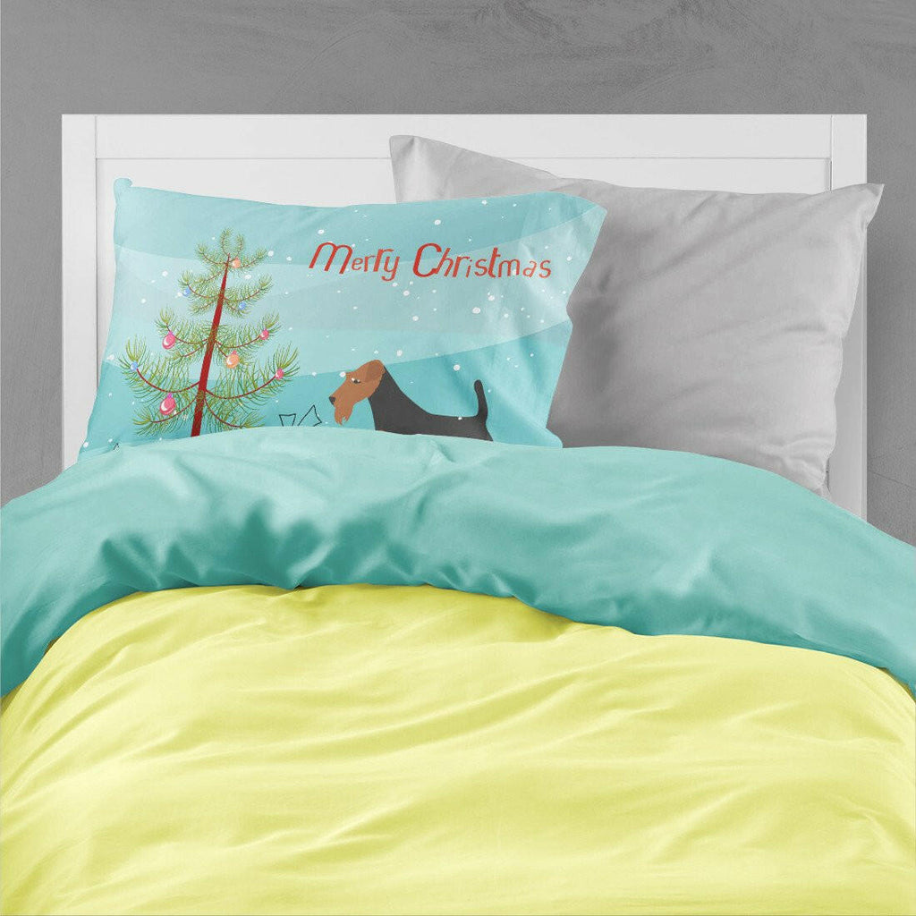 Welsh Terrier Merry Christmas Tree Standard Pillowcase Lightweight Super Soft Easy Care Decorative Artwork Pillowcase, Standard