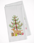 Yellow Labrador Retriever Merry Christmas Tree Kitchen Towel Set of 2 White Dish Towels Decorative Bathroom Hand towel for Hand, Face, Hair, Yoga, Tea, Dishcloth, 19 X 28", White