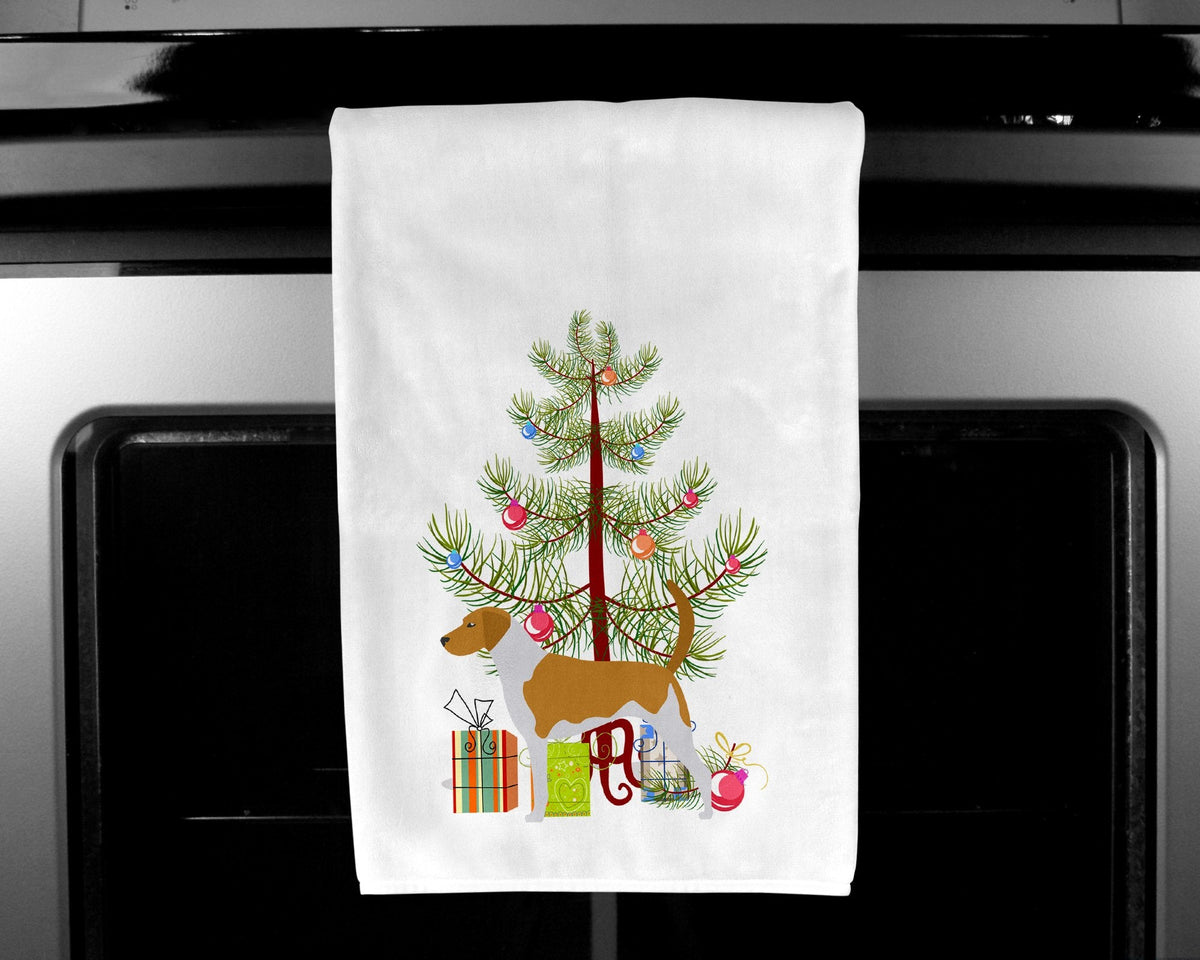 American Foxhound Merry Christmas Tree Kitchen Towel Set of 2 White Dish Towels Decorative Bathroom Hand towel for Hand, Face, Hair, Yoga, Tea, Dishcloth, 19 X 28", White