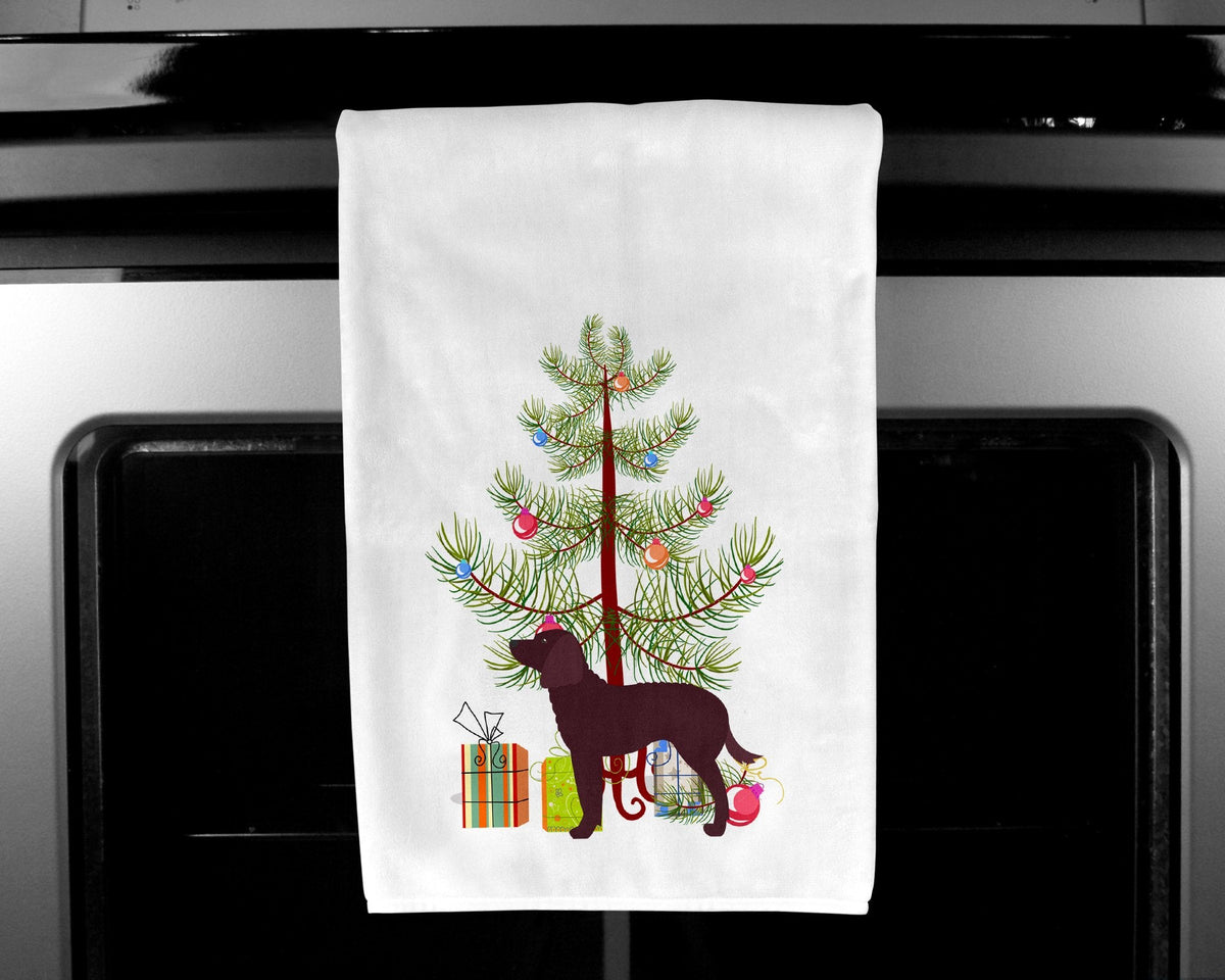 American Water Spaniel Merry Christmas Tree Kitchen Towel Set of 2 White Dish Towels Decorative Bathroom Hand towel for Hand, Face, Hair, Yoga, Tea, Dishcloth, 19 X 28", White