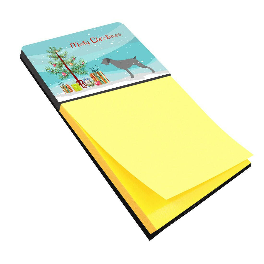 German Wirehaired Pointer Merry Christmas Tree Watercolor Sticky Note Holder Refillable Dispenser Desk Accessory 3x3 Pad Gift