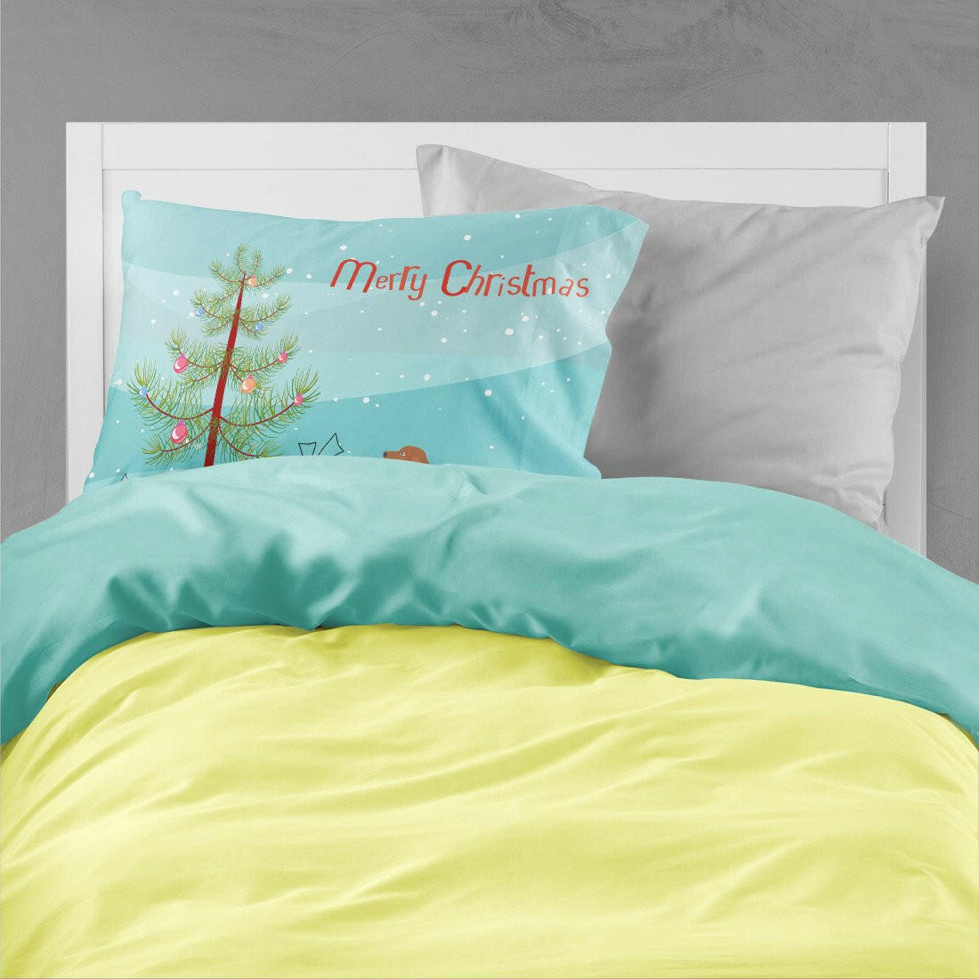 English Cocker Spaniel Merry Christmas Tree Standard Pillowcase Lightweight Super Soft Easy Care Decorative Artwork Pillowcase, Standard