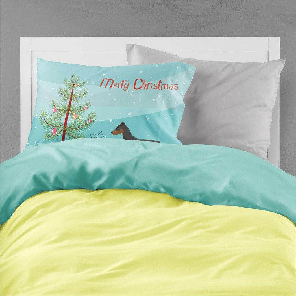 German Pinscher Merry Christmas Tree Standard Pillowcase Lightweight Super Soft Easy Care Decorative Artwork Pillowcase, Standard