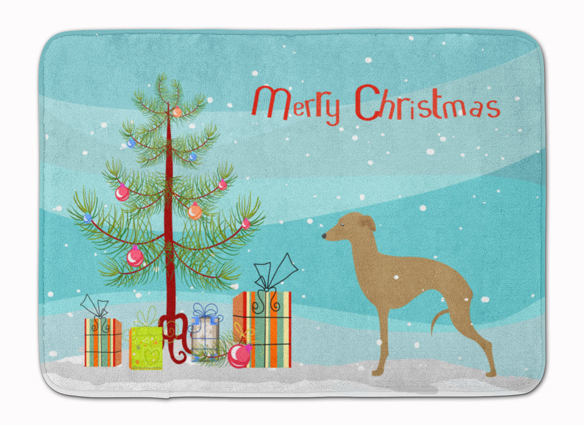 Italian Greyhound Merry Christmas Tree Memory Foam Kitchen Mat Machine Washable Anti-Fatigue Cushion Comfort Bath or Kitchen Rug