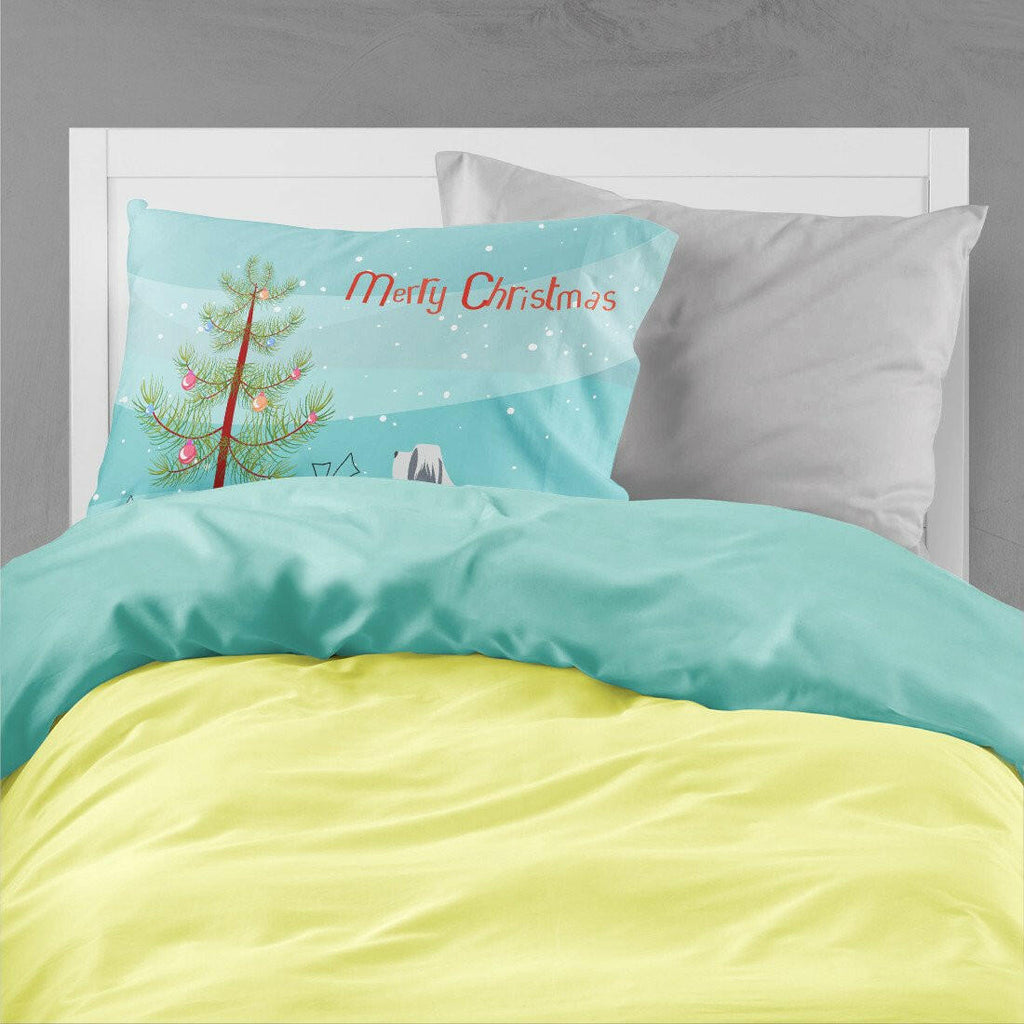 Bearded Collie Dog Merry Christmas Tree Standard Pillowcase Lightweight Super Soft Easy Care Decorative Artwork Pillowcase, Standard