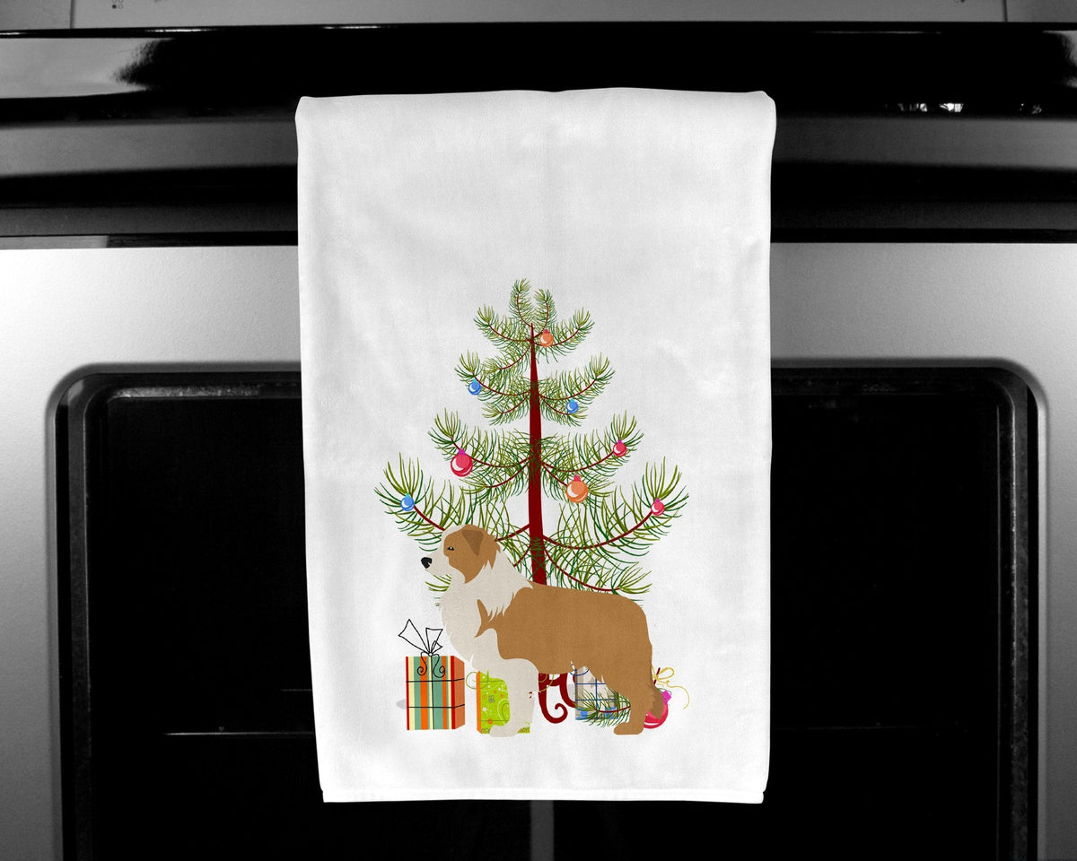 Red Border Collie Merry Christmas Tree Kitchen Towel Set of 2 White Dish Towels Decorative Bathroom Hand towel for Hand, Face, Hair, Yoga, Tea, Dishcloth, 19 X 28", White