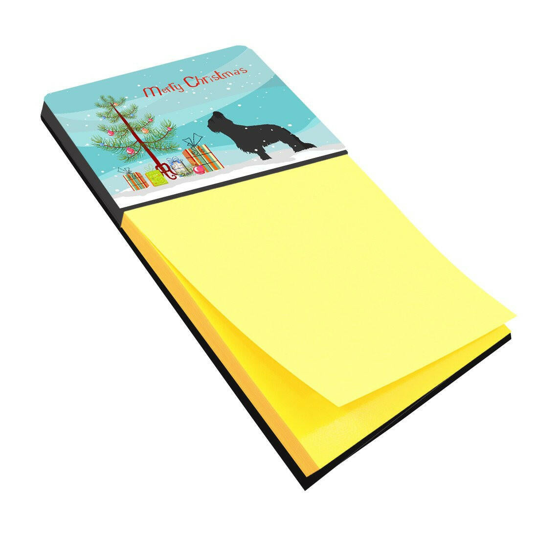Briard Merry Christmas Tree Watercolor Sticky Note Holder Refillable Dispenser Desk Accessory 3x3 Pad Gift