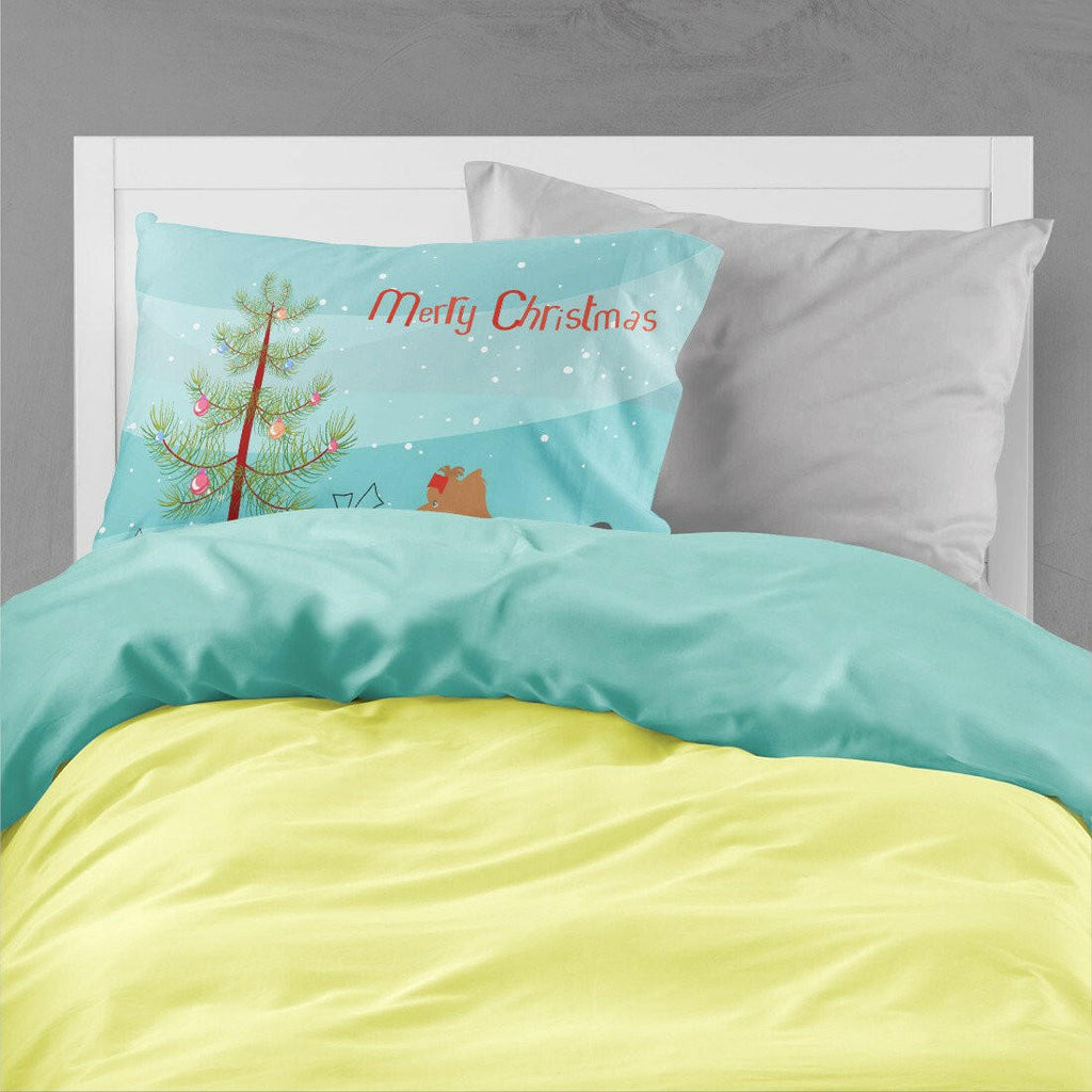 Yorkshire Terrier Yorkie Merry Christmas Tree Standard Pillowcase Lightweight Super Soft Easy Care Decorative Artwork Pillowcase, Standard