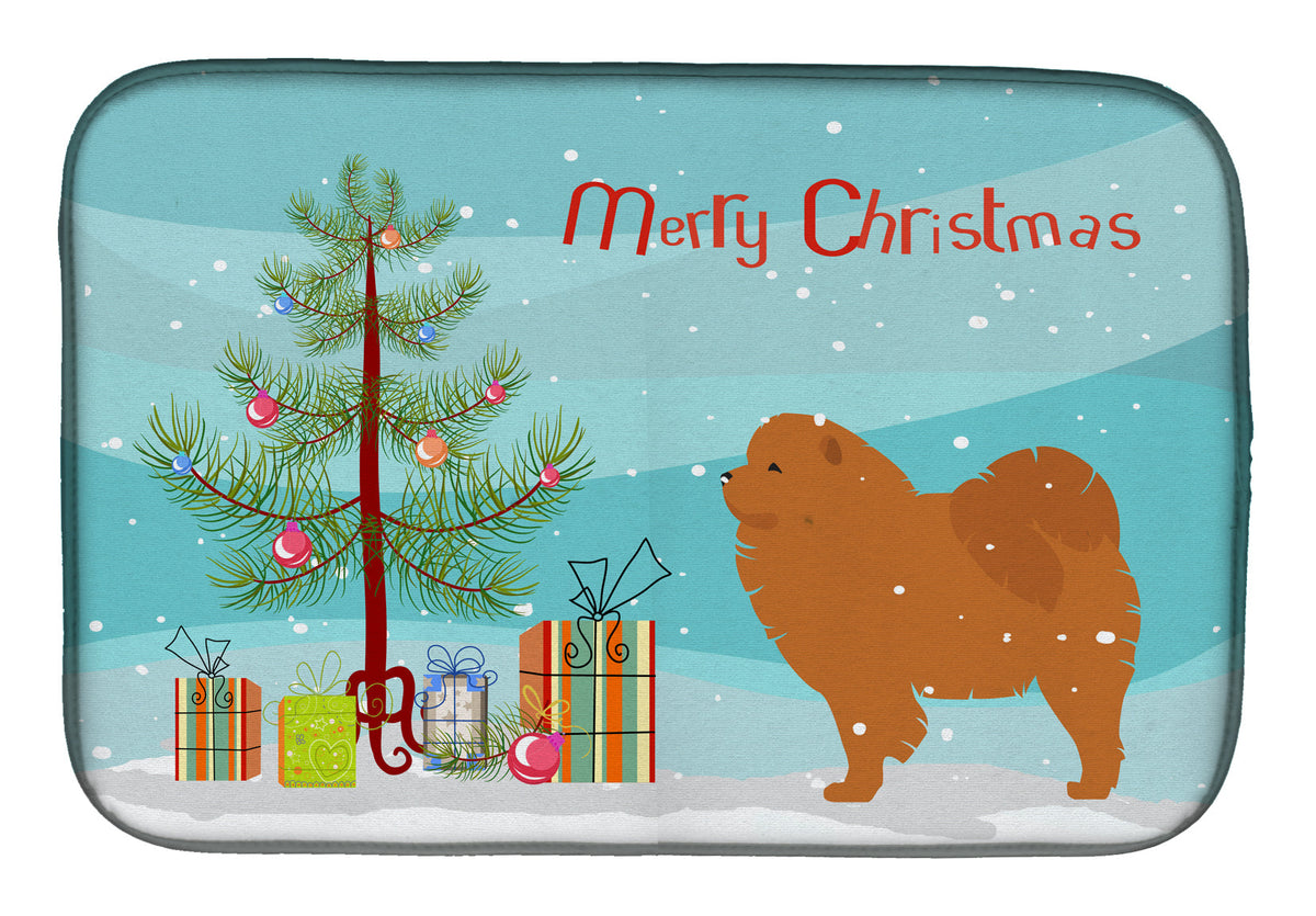 Chow Chow Merry Christmas Tree Dish Drying Mat Absorbent Dish Drying Mat Pad for Kitchen Counter Dish Drainer Mat for Countertop, 14 x 21", Multicolor