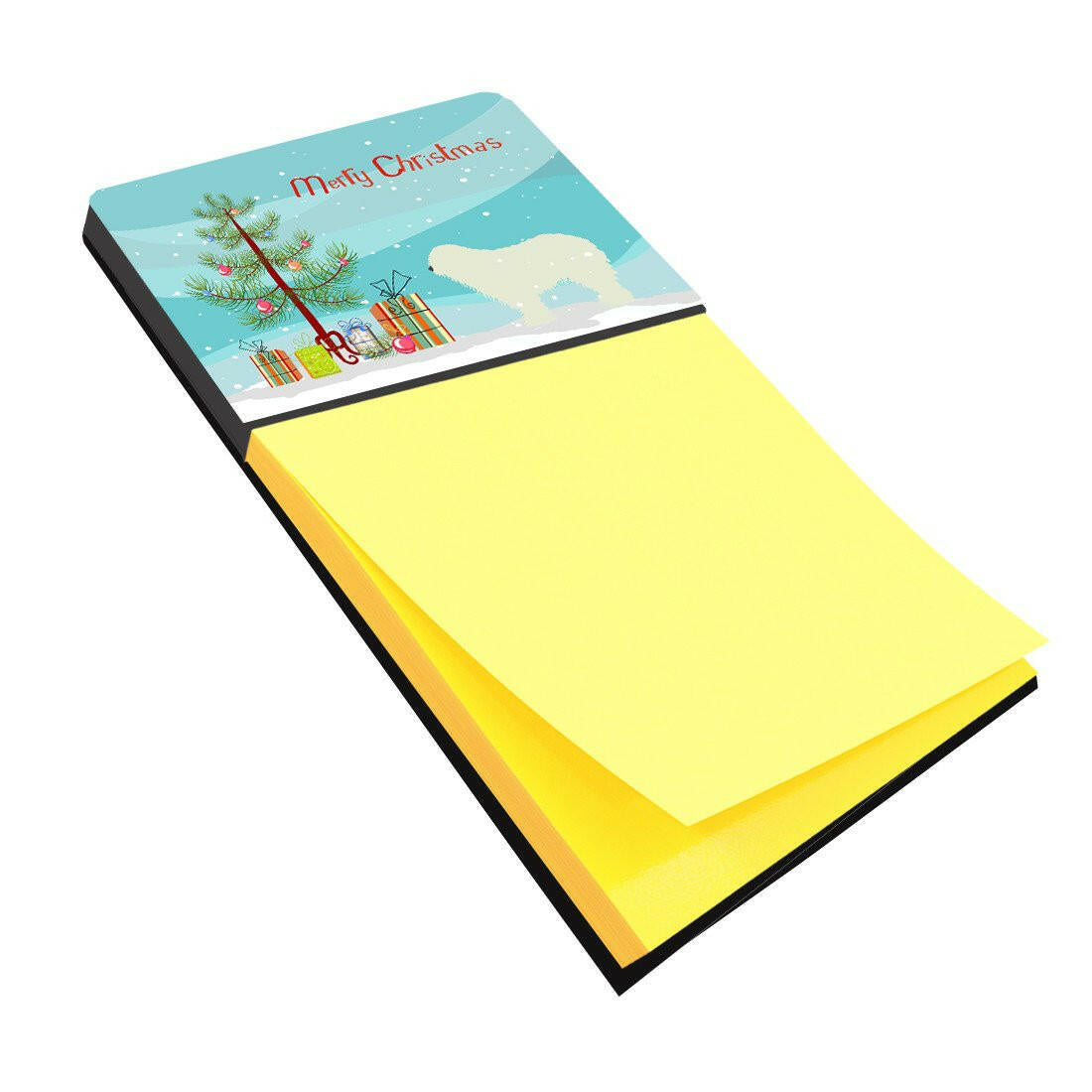 Komondor Merry Christmas Tree Watercolor Sticky Note Holder Refillable Dispenser Desk Accessory 3x3 Pad Gift