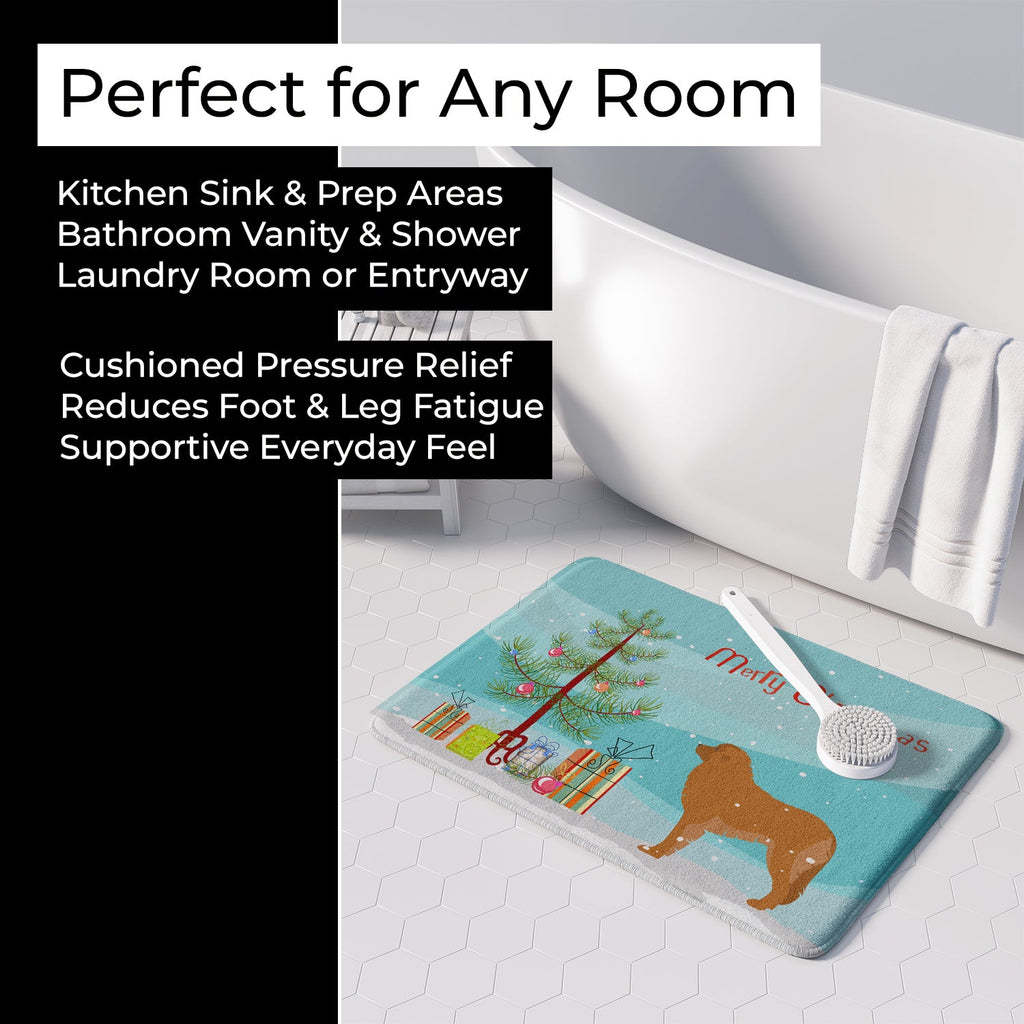 Leonberger Merry Christmas Tree Memory Foam Kitchen Mat Machine Washable Anti-Fatigue Cushion Comfort Bath or Kitchen Rug