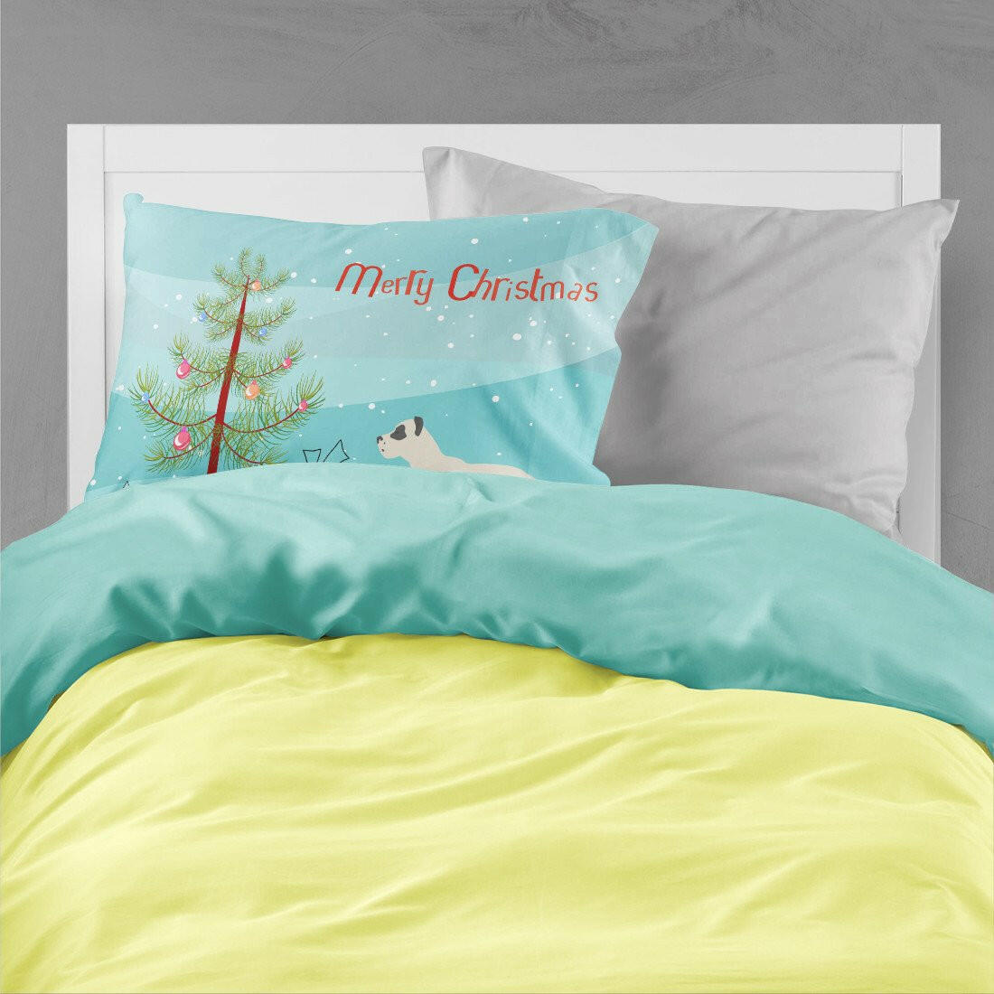 Dogo Argentino Merry Christmas Tree Standard Pillowcase Lightweight Super Soft Easy Care Decorative Artwork Pillowcase, Standard