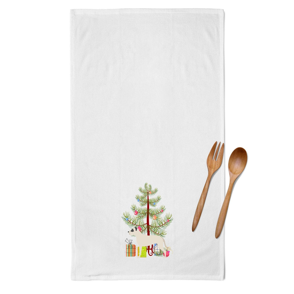 Dogo Argentino Merry Christmas Tree Kitchen Towel Set of 2 White Dish Towels Decorative Bathroom Hand towel for Hand, Face, Hair, Yoga, Tea, Dishcloth, 19 X 28", White