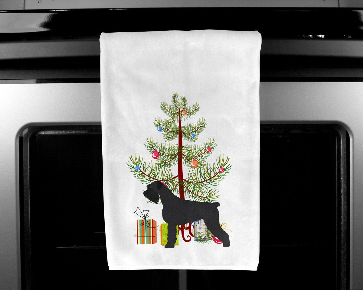 Giant Schnauzer Merry Christmas Tree Kitchen Towel Set of 2 White Dish Towels Decorative Bathroom Hand towel for Hand, Face, Hair, Yoga, Tea, Dishcloth, 19 X 28", White