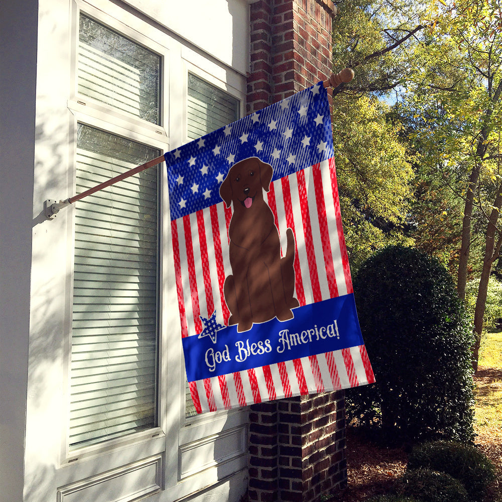 Patriotic USA Chocolate Labrador House Flag 28x40 Porch Sleeve Pole Decorative Outside Yard Banner Artwork Wall Hanging, Polyester