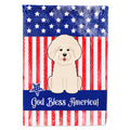 Patriotic USA Bichon Frise House Flag 28x40 Porch Sleeve Pole Decorative Outside Yard Banner Artwork Wall Hanging, Polyester