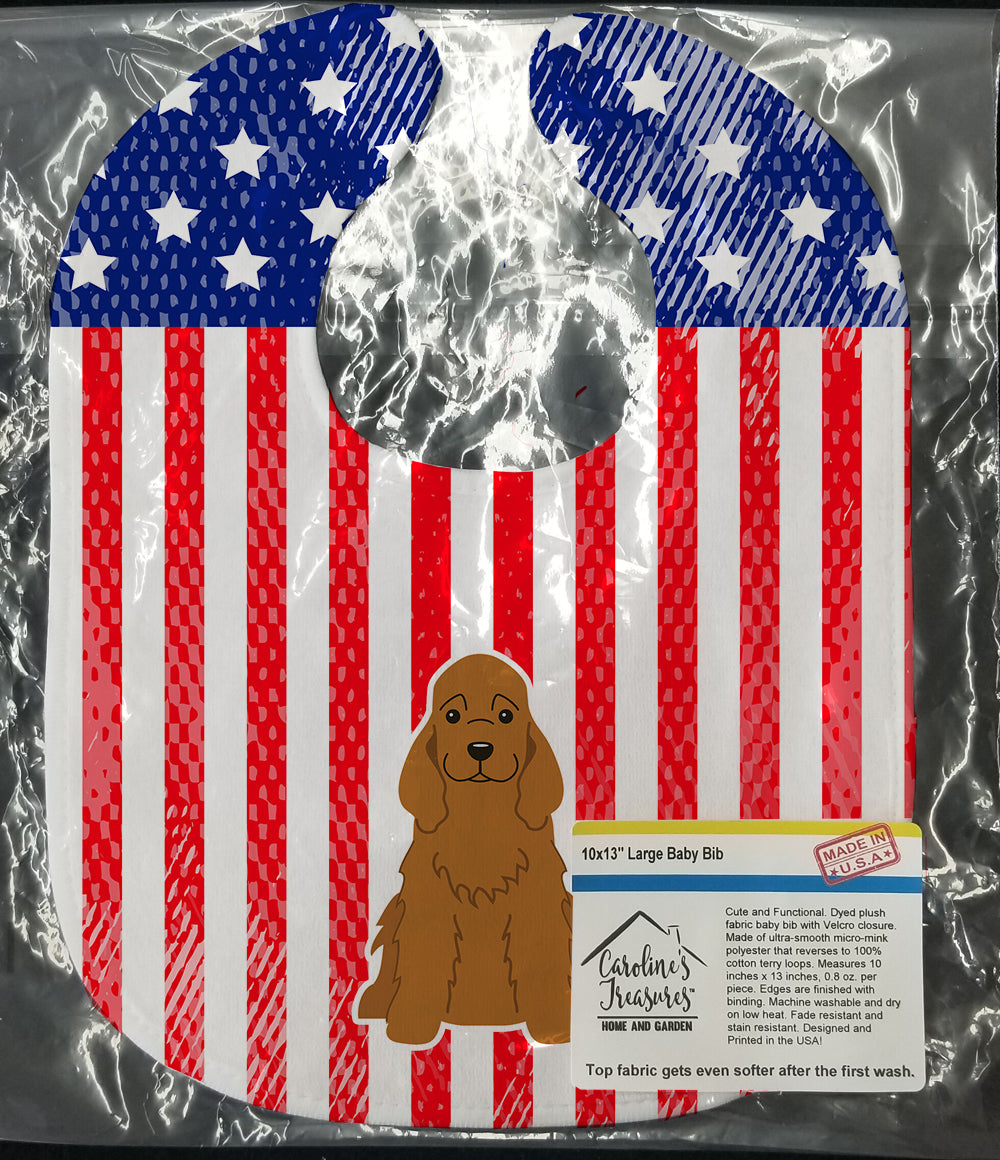 Patriotic USA Cocker Spaniel Red Baby Bib Easy-Clean Baby Bib Baby Feeding Accessory Baby Mealtime Essential, 10 x 13, Multicolor