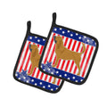 USA Patriotic Bloodhound Pot Holder Set of 2 Heat Resistant Quilted Hot Pads 7.5 x 7.5 Inch, Insulated Kitchen Trivets for Cooking & Baking