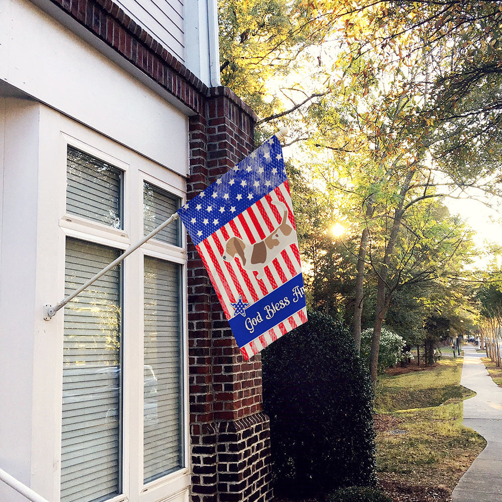 USA Patriotic Basset Hound House Flag 28x40 Porch Sleeve Pole Decorative Outside Yard Banner Artwork Wall Hanging, Polyester