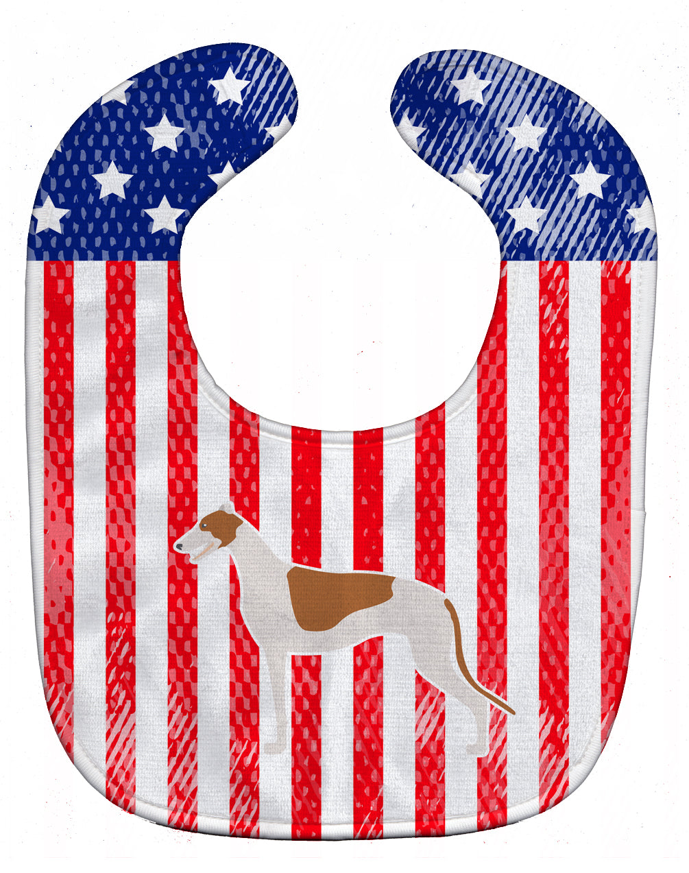 USA Patriotic Greyhound Baby Bib Easy-Clean Baby Bib Baby Feeding Accessory Baby Mealtime Essential, 10 x 13, Multicolor