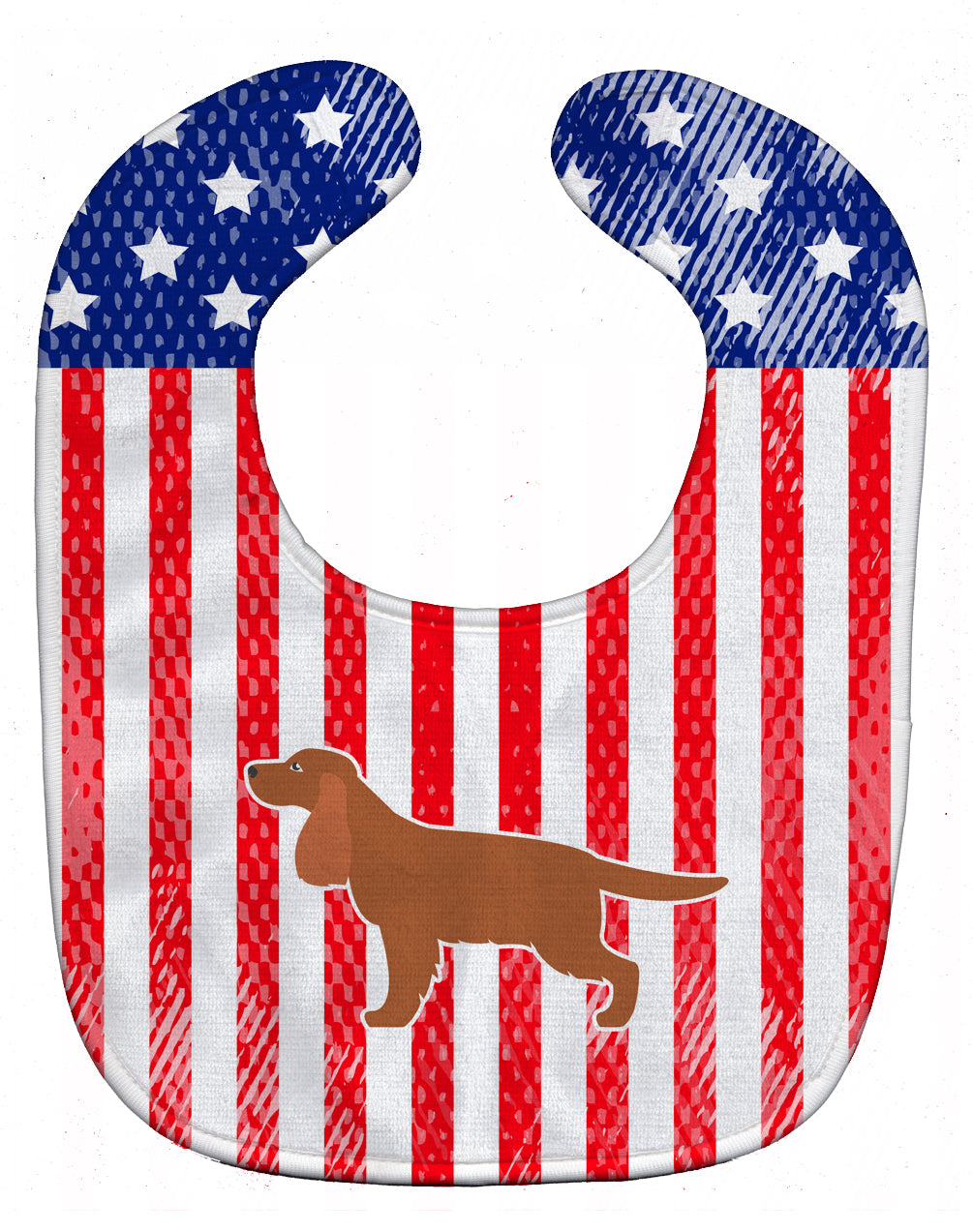 USA Patriotic English Cocker Spaniel Baby Bib Easy-Clean Baby Bib Baby Feeding Accessory Baby Mealtime Essential, 10 x 13, Multicolor