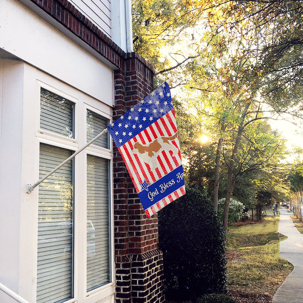 USA Patriotic Cavalier King Charles Spaniel House Flag 28x40 Porch Sleeve Pole Decorative Outside Yard Banner Artwork Wall Hanging, Polyester