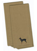 Toy Fox Terrier Tan Embroidered Towel Set of 2 Decorative Bathroom Guest Hand Towel for Hand, Face, Tea, Dishcloth, 19 X 25, Tan