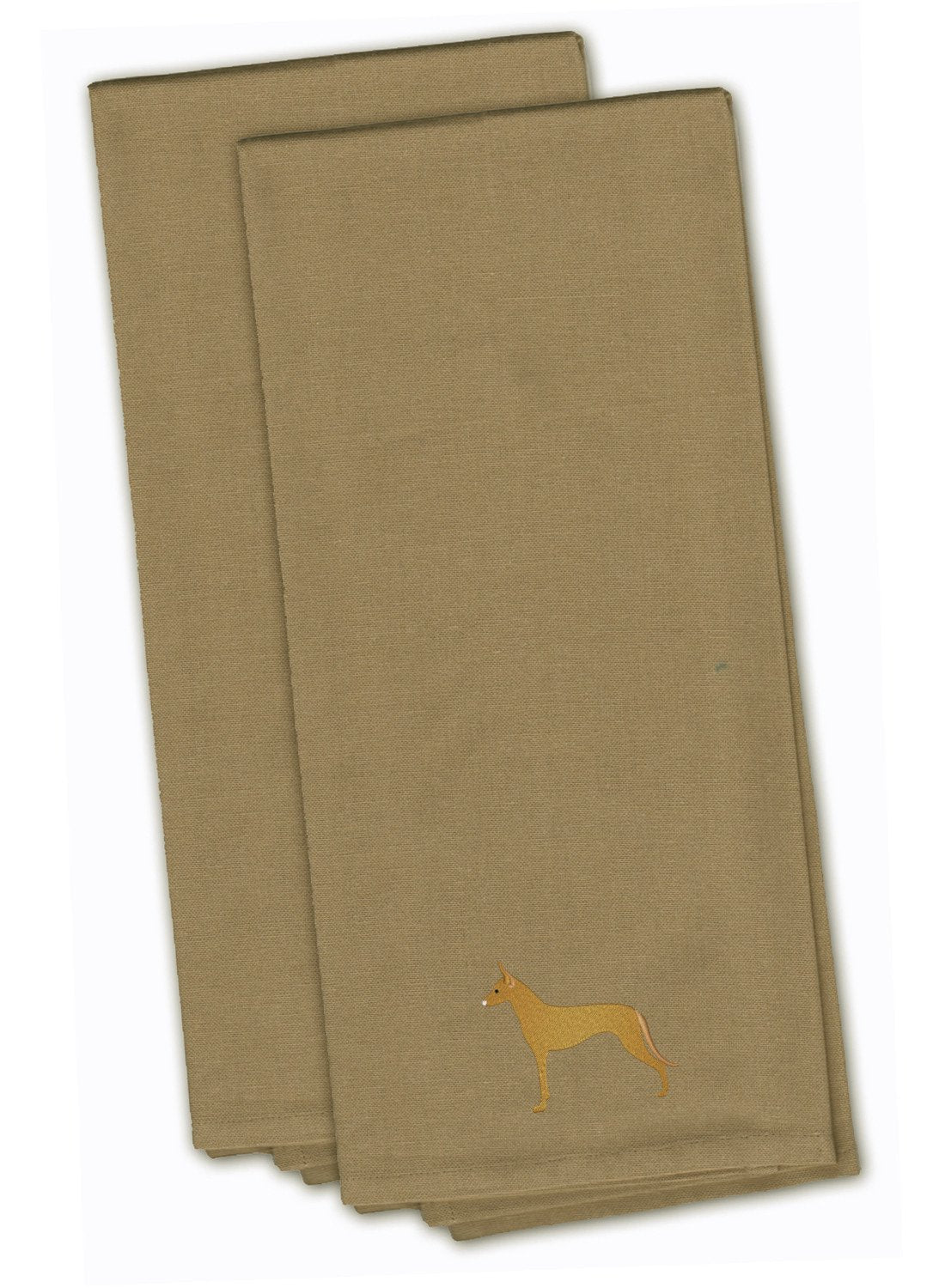 Pharaoh Hound Tan Embroidered Towel Set of 2 Decorative Bathroom Guest Hand Towel for Hand, Face, Tea, Dishcloth, 19 X 25, Tan