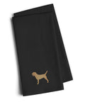 Border Terrier Black Embroidered Towel Set of 2 Decorative Bathroom Guest Hand Towel for Hand, Face, Tea, Dishcloth, 19 X 25, Black