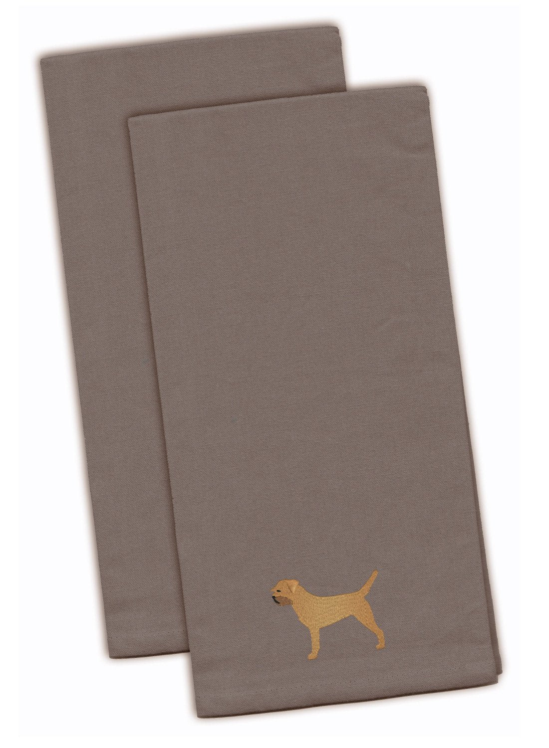 Border Terrier Gray Embroidered Towel Set of 2